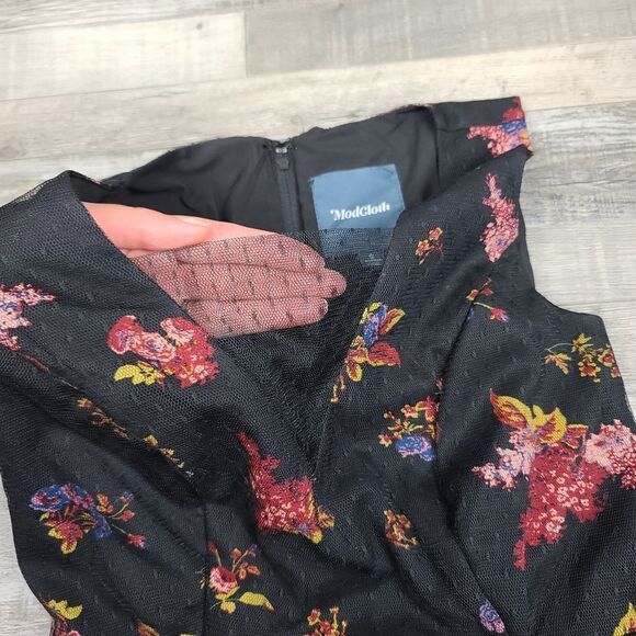NWOT Modcloth Delightful Sight Black Floral Dress - Picture 8 of 8